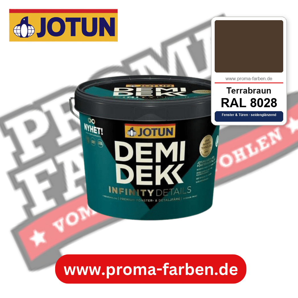 Jotun Demidekk Infinity Details RAL 8028 Terrabraun – deckende Fenster- und Türenfarbe von Jotun, online kaufen bei Proma Farben