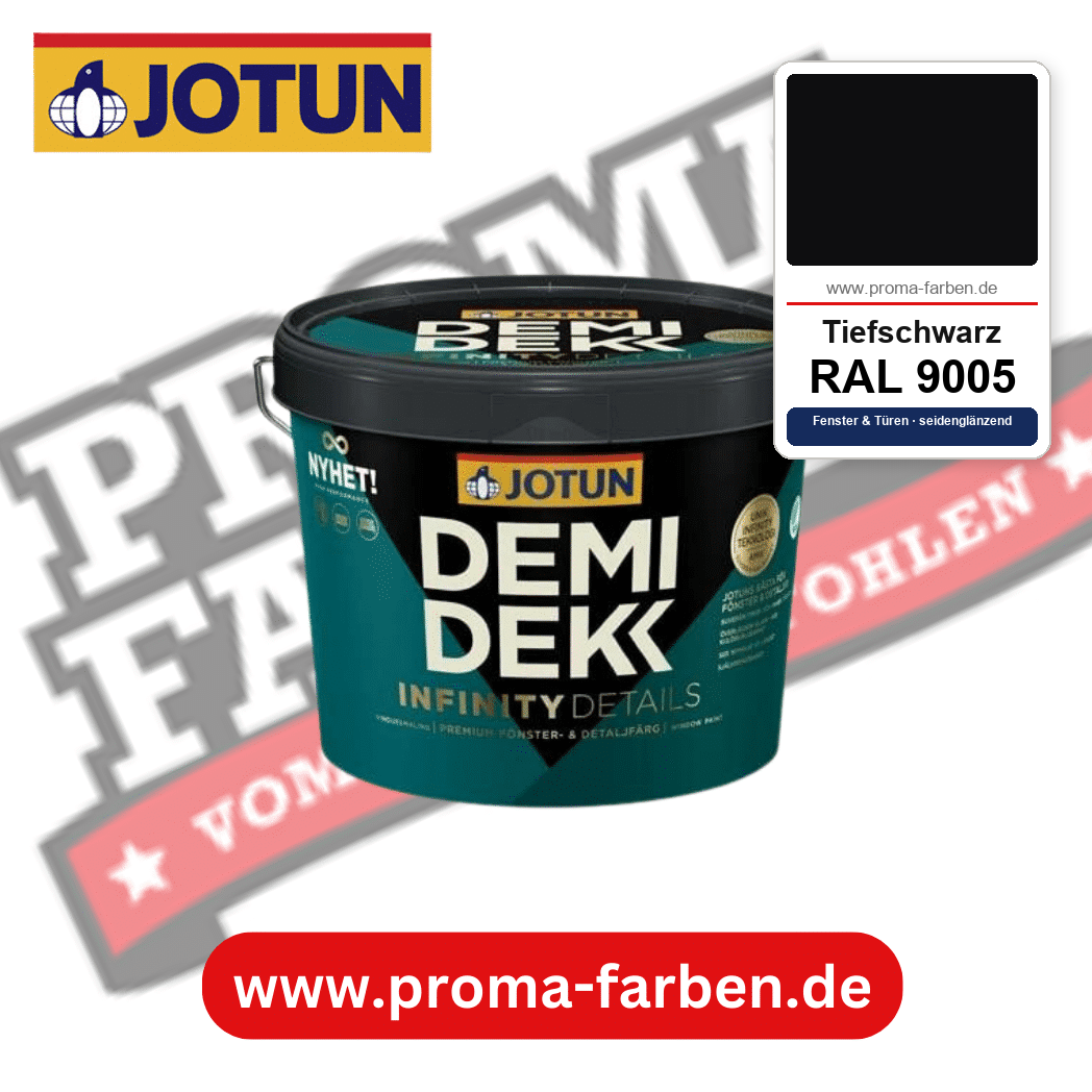 Jotun Demidekk Infinity Details RAL 9005 Tiefschwarz – deckende Fenster- und Türenfarbe von Jotun, online kaufen bei Proma Farben