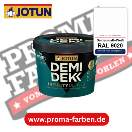 Jotun Demidekk Infinity Details RAL 9020 Seidenmatt–Weiß – deckende Fenster- und Türenfarbe von Jotun, online kaufen bei Proma Farben