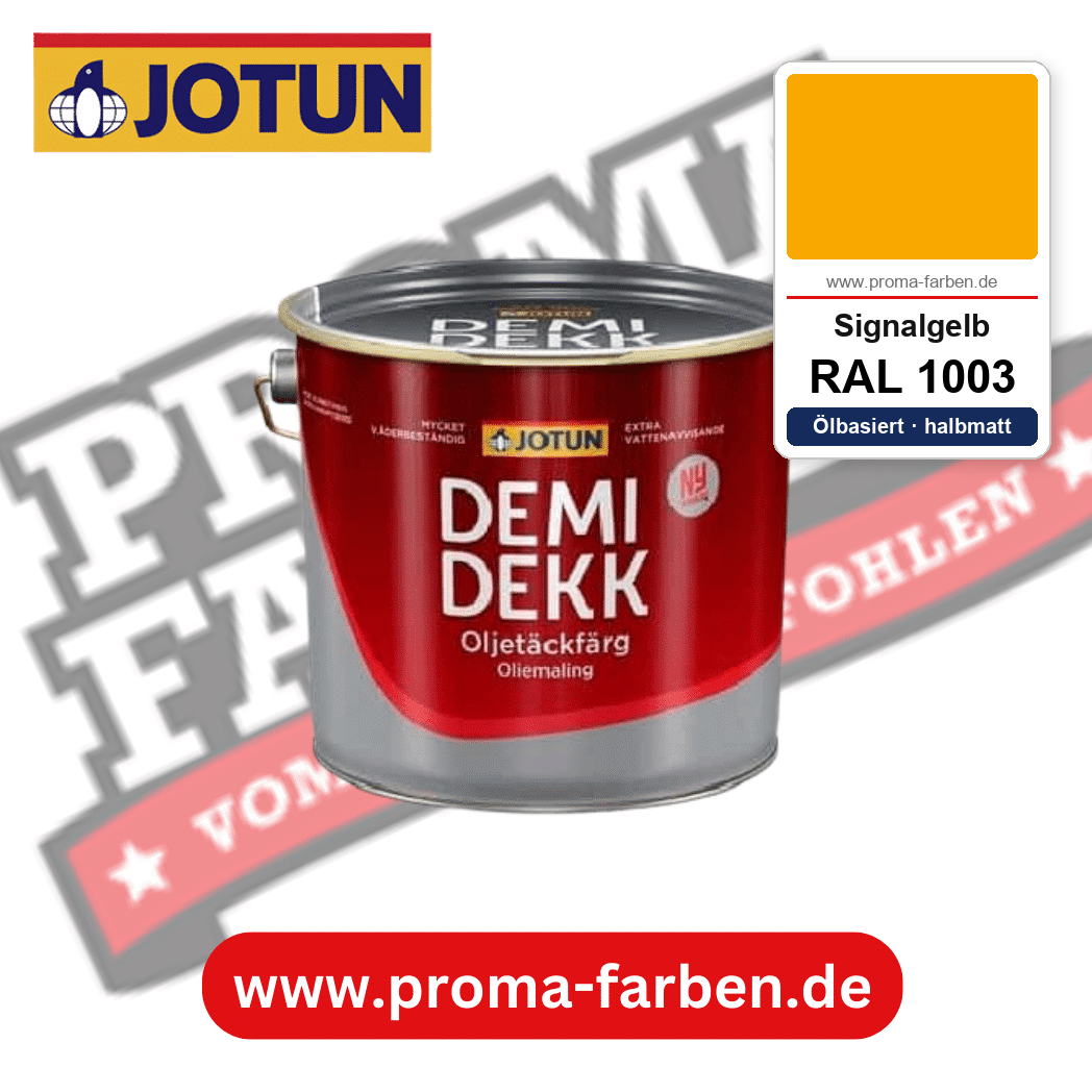 Jotun Demidekk Oljetäckfärg RAL 1003 Signalgelb – ölbasierte deckende Holz- und Wetterschutzfarbe, online kaufen bei Proma Farben