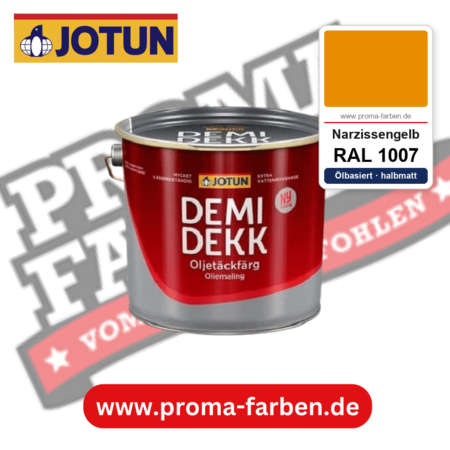 Jotun Demidekk Oljetäckfärg RAL 1007 Narzissengelb – ölbasierte deckende Holz- und Wetterschutzfarbe, online kaufen bei Proma Farben