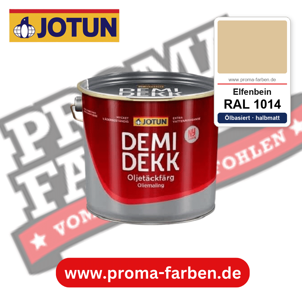 Jotun Demidekk Oljetäckfärg RAL 1014 Elfenbein – ölbasierte deckende Holz- und Wetterschutzfarbe, online kaufen bei Proma Farben