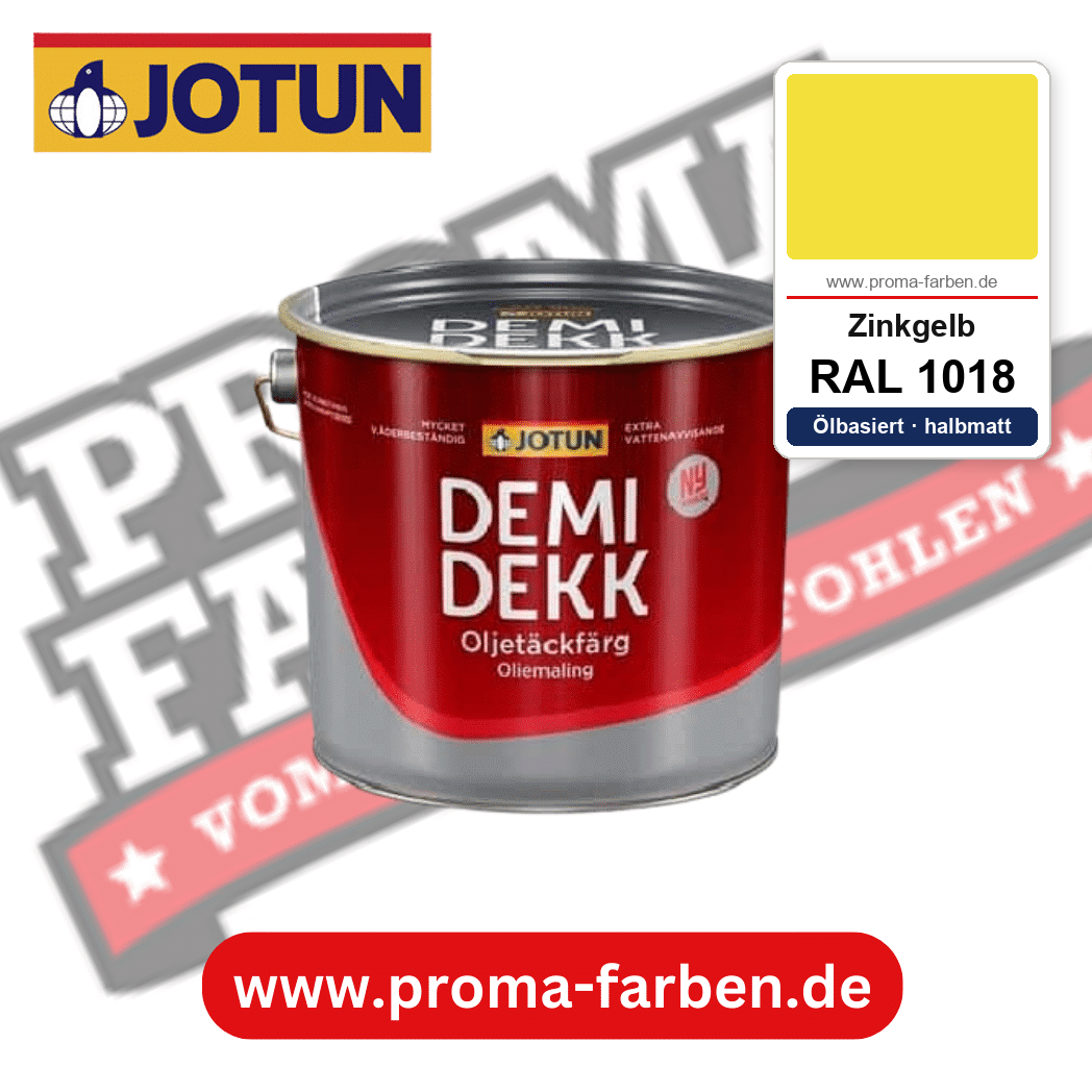 Jotun Demidekk Oljetäckfärg RAL 1018 Zinkgelb – ölbasierte deckende Holz- und Wetterschutzfarbe, online kaufen bei Proma Farben
