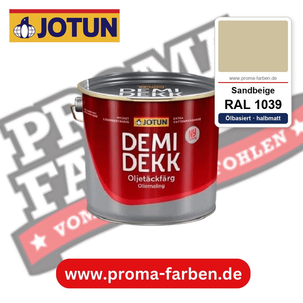 Jotun Demidekk Oljetäckfärg RAL 1039 Sandbeige – ölbasierte deckende Holz- und Wetterschutzfarbe, online kaufen bei Proma Farben