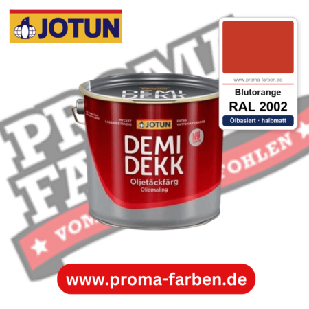 Jotun Demidekk Oljetäckfärg RAL 2002 Blutorange – ölbasierte deckende Holz- und Wetterschutzfarbe, online kaufen bei Proma Farben