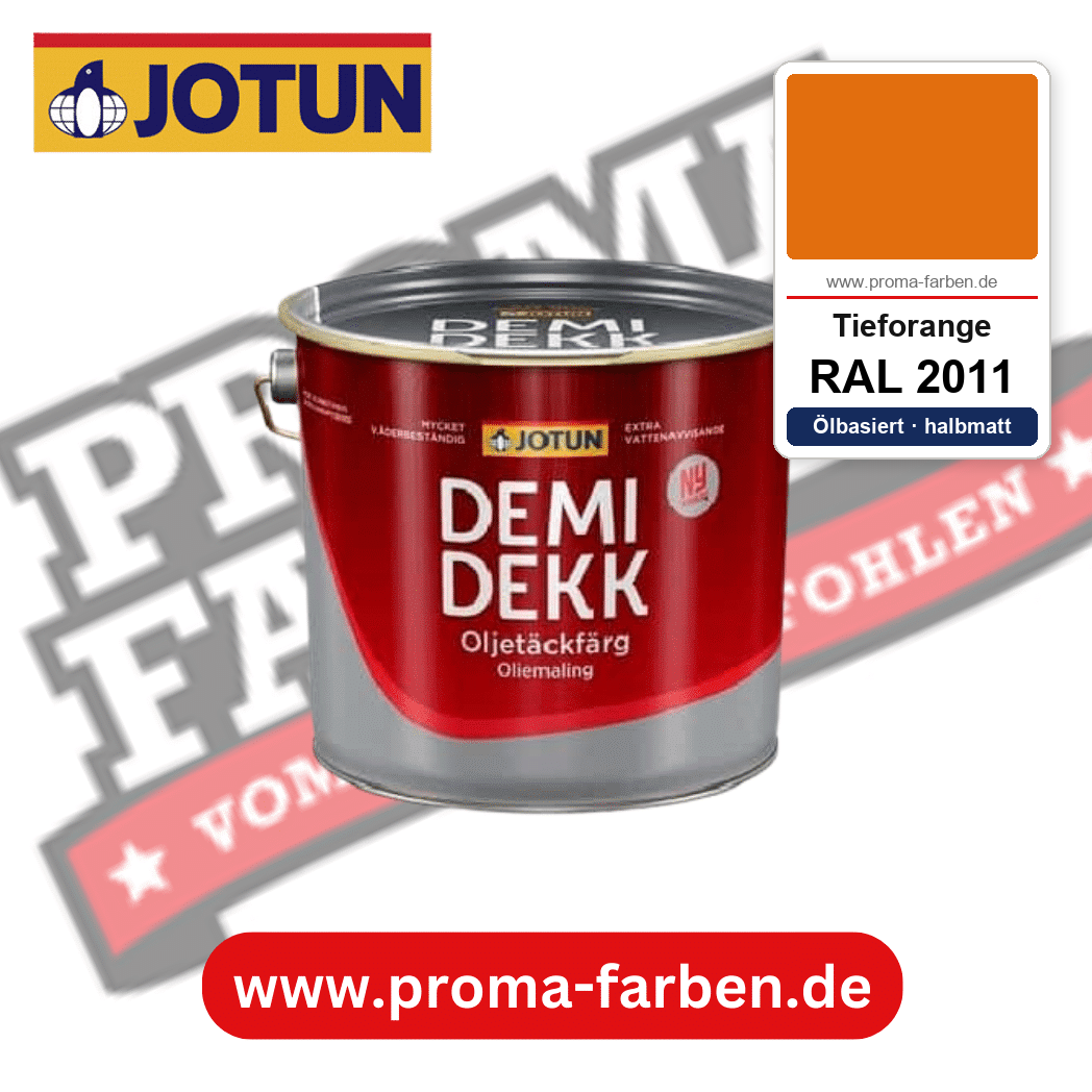 Jotun Demidekk Oljetäckfärg RAL 2011 Tieforange – ölbasierte deckende Holz- und Wetterschutzfarbe, online kaufen bei Proma Farben