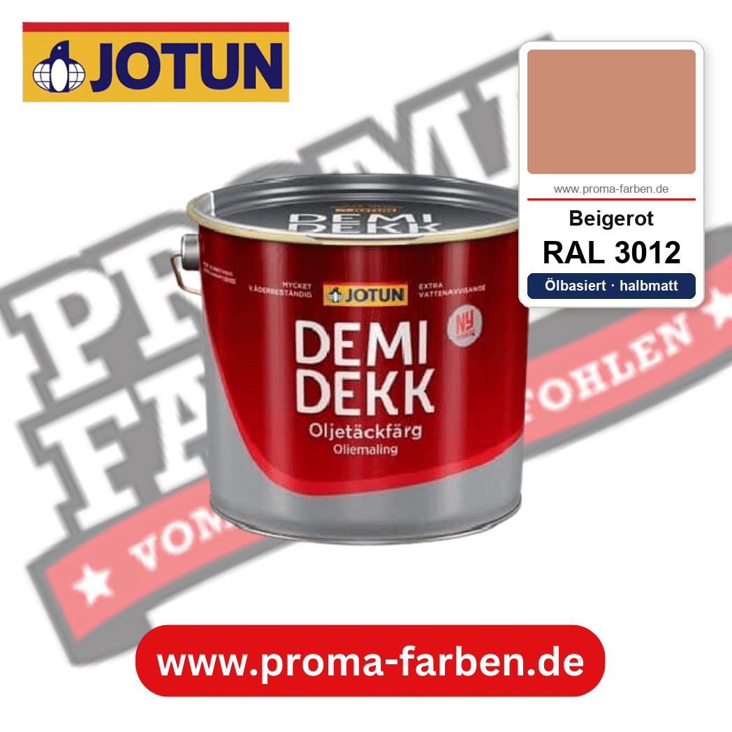 Jotun Demidekk Oljetäckfärg RAL 3012 Beigerot – ölbasierte deckende Holz- und Wetterschutzfarbe, online kaufen bei Proma Farben