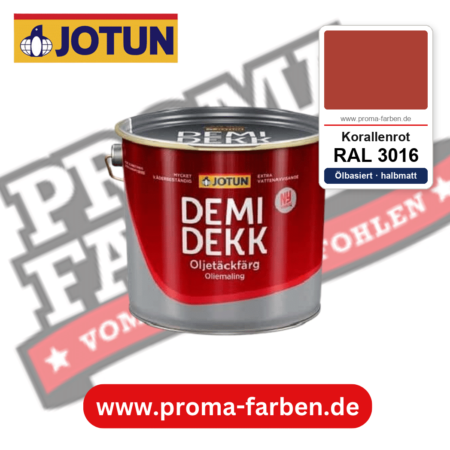 Jotun Demidekk Oljetäckfärg RAL 3016 Korallenrot – ölbasierte deckende Holz- und Wetterschutzfarbe, online kaufen bei Proma Farben