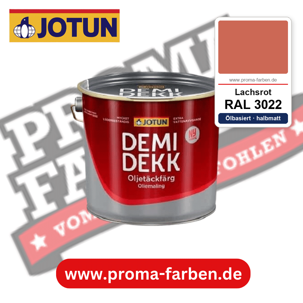 Jotun Demidekk Oljetäckfärg RAL 3022 Lachsrot – ölbasierte deckende Holz- und Wetterschutzfarbe, online kaufen bei Proma Farben