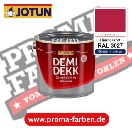 Jotun Demidekk Oljetäckfärg RAL 3027 Himbeerrot – ölbasierte deckende Holz- und Wetterschutzfarbe, online kaufen bei Proma Farben