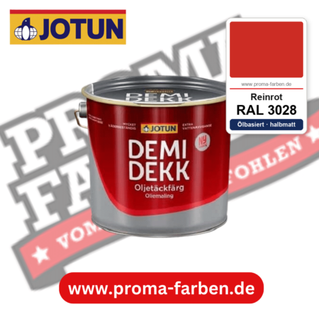 Jotun Demidekk Oljetäckfärg RAL 3028 Reinrot – ölbasierte deckende Holz- und Wetterschutzfarbe, online kaufen bei Proma Farben