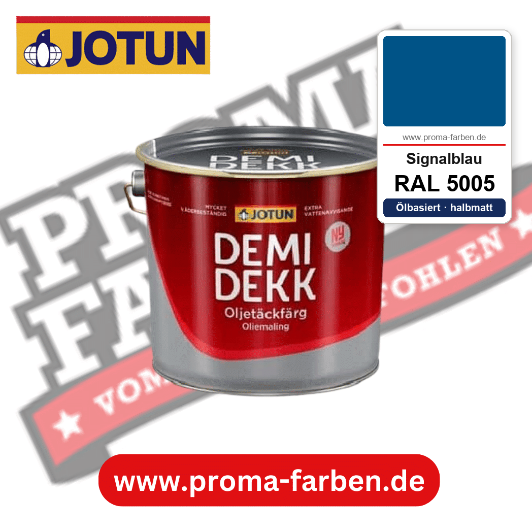 Jotun Demidekk Oljetäckfärg RAL 5005 Signalblau – ölbasierte deckende Holz- und Wetterschutzfarbe, online kaufen bei Proma Farben