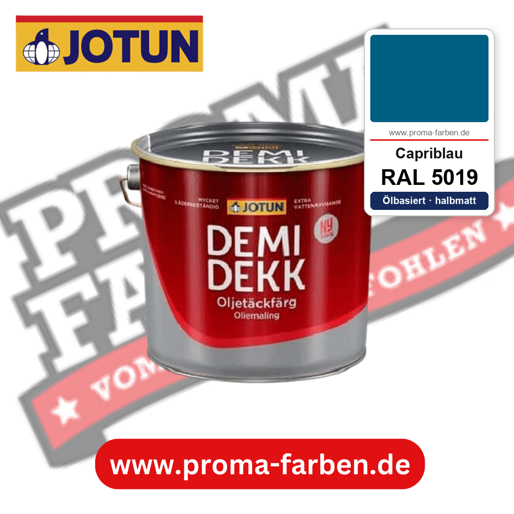 Jotun Demidekk Oljetäckfärg RAL 5019 Capriblau – ölbasierte deckende Holz- und Wetterschutzfarbe, online kaufen bei Proma Farben