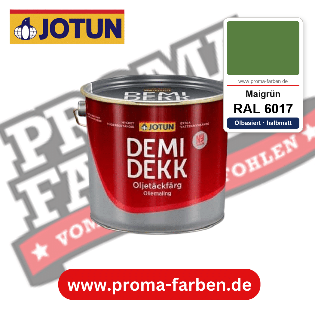 Jotun Demidekk Oljetäckfärg RAL 6017 Maigrün – ölbasierte deckende Holz- und Wetterschutzfarbe, online kaufen bei Proma Farben