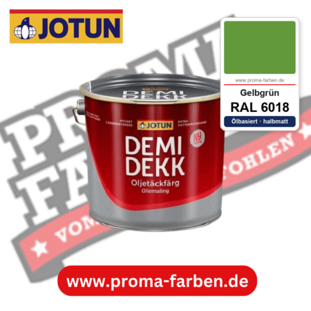 Jotun Demidekk Oljetäckfärg RAL 6018 Gelbgrün – ölbasierte deckende Holz- und Wetterschutzfarbe, online kaufen bei Proma Farben