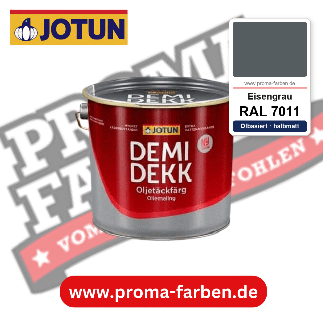 Jotun Demidekk Oljetäckfärg RAL 7011 Eisengrau – ölbasierte deckende Holz- und Wetterschutzfarbe, online kaufen bei Proma Farben