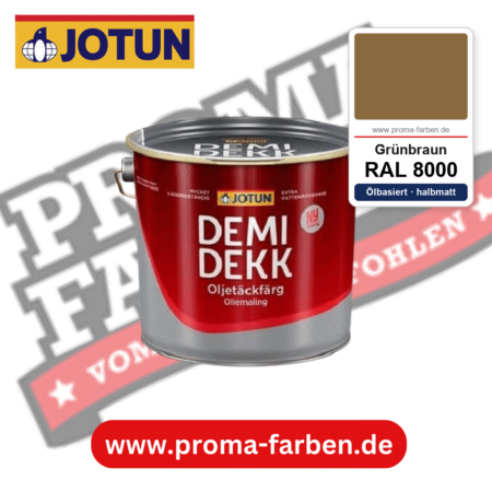 Jotun Demidekk Oljetäckfärg RAL 8000 Grünbraun – ölbasierte deckende Holz- und Wetterschutzfarbe, online kaufen bei Proma Farben