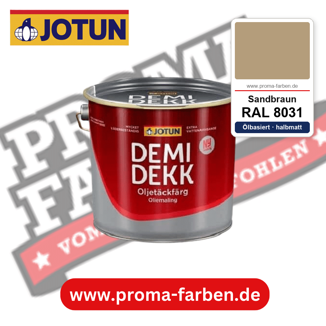 Jotun Demidekk Oljetäckfärg RAL 8031 Sandbraun – ölbasierte deckende Holz- und Wetterschutzfarbe, online kaufen bei Proma Farben