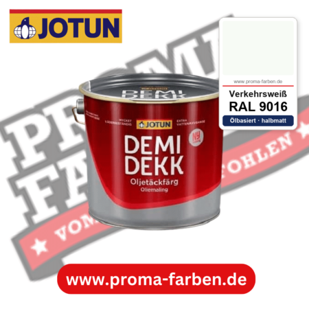 Jotun Demidekk Oljetäckfärg RAL 9016 Verkehrsweiß – ölbasierte deckende Holz- und Wetterschutzfarbe, online kaufen bei Proma Farben