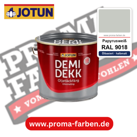 Jotun Demidekk Oljetäckfärg RAL 9018 Papyrusweiß – ölbasierte deckende Holz- und Wetterschutzfarbe, online kaufen bei Proma Farben