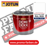 Jotun Demidekk Oljetäckfärg RAL 9020 Seidenmatt–Weiß – ölbasierte deckende Holz- und Wetterschutzfarbe, online kaufen bei Proma Farben
