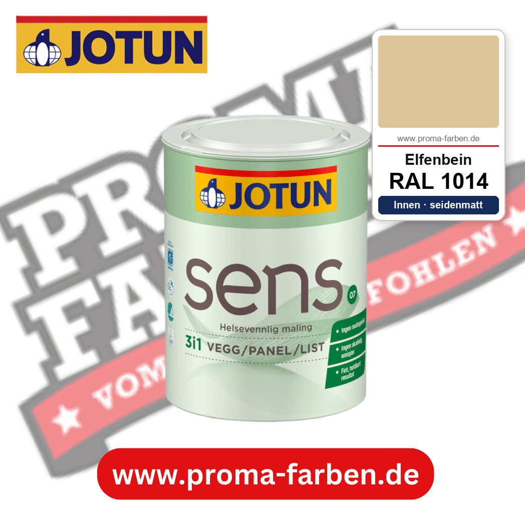 Jotun Sens Vegg/Panel/List 07 RAL 1014 Elfenbein – emissionsarme Innenwandfarbe für Allergiker, online kaufen bei Proma Farben