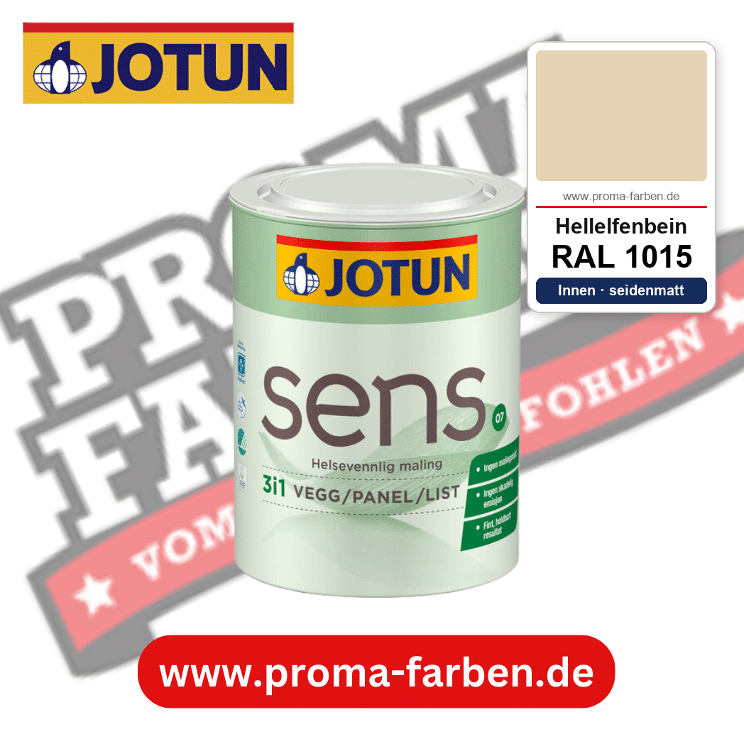 Jotun Sens Vegg/Panel/List 07 RAL 1015 Hellelfenbein – emissionsarme Innenwandfarbe für Allergiker, online kaufen bei Proma Farben