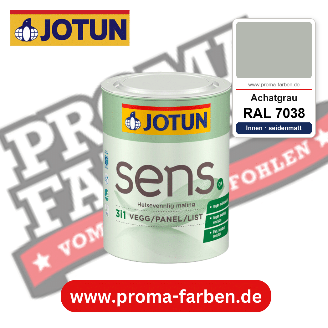Jotun Sens Vegg/Panel/List 07 RAL 7038 Achatgrau – emissionsarme Innenwandfarbe für Allergiker, online kaufen bei Proma Farben
