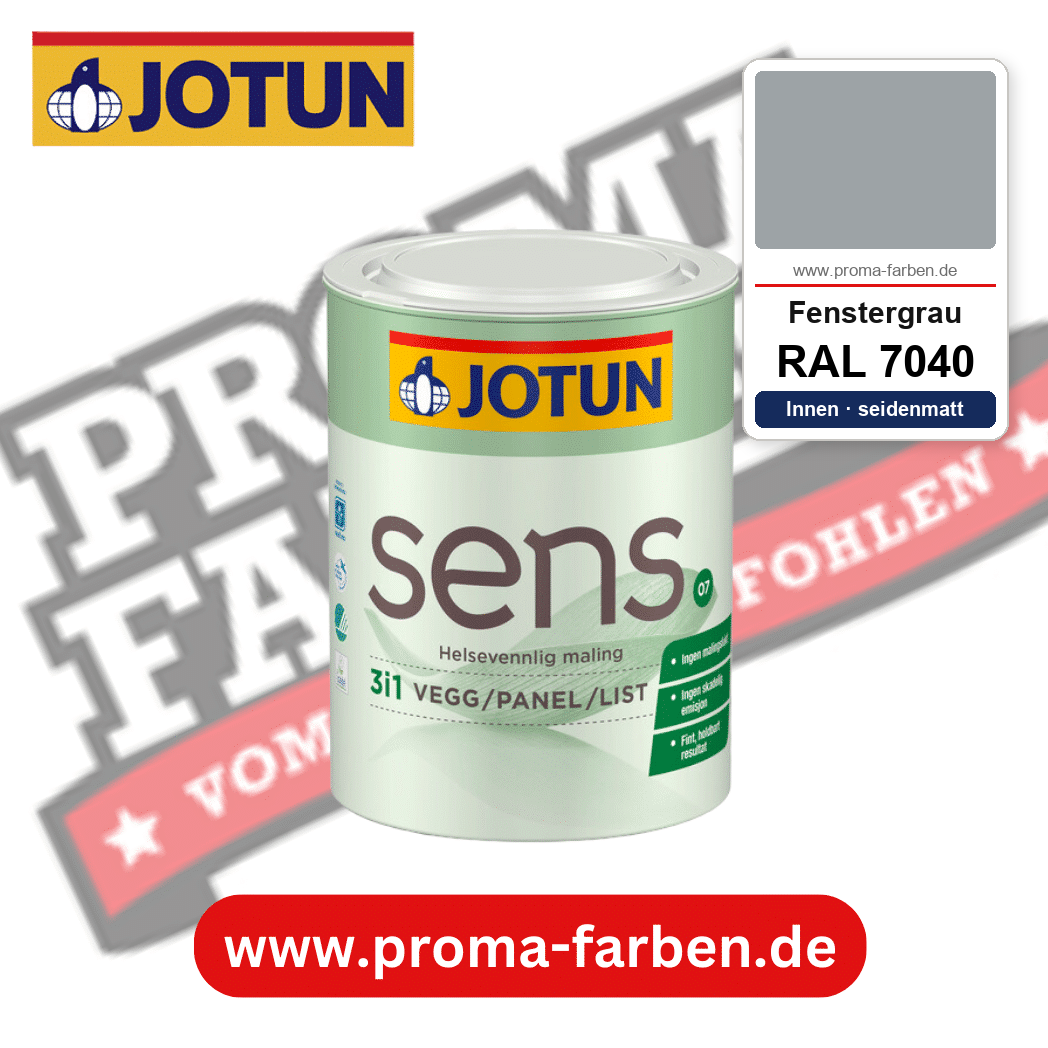 Jotun Sens Vegg/Panel/List 07 RAL 7040 Fenstergrau – emissionsarme Innenwandfarbe für Allergiker, online kaufen bei Proma Farben