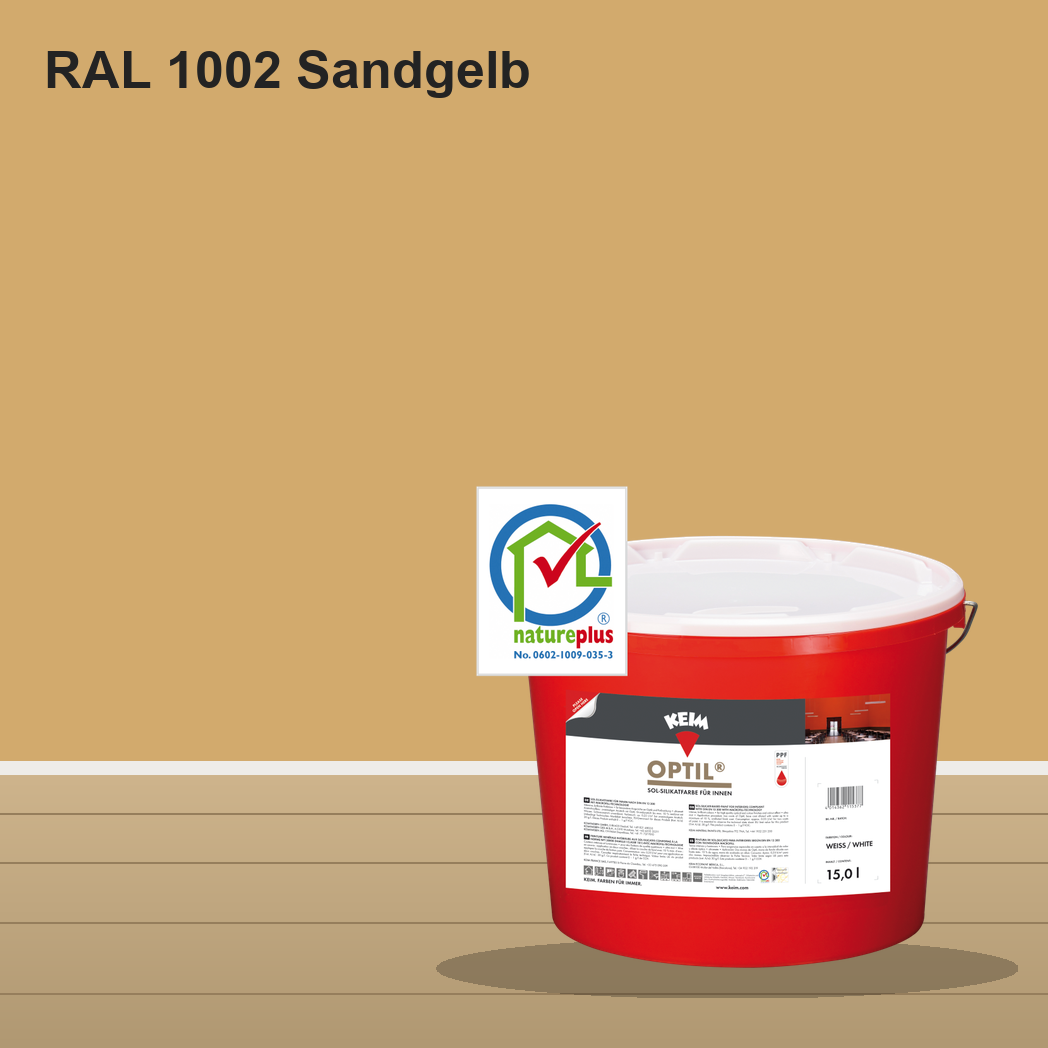 KEIM Optil Wandfarbe RAL 1002 Sandgelb – mineralische Silikat-Innenfarbe, online kaufen bei Proma Farben