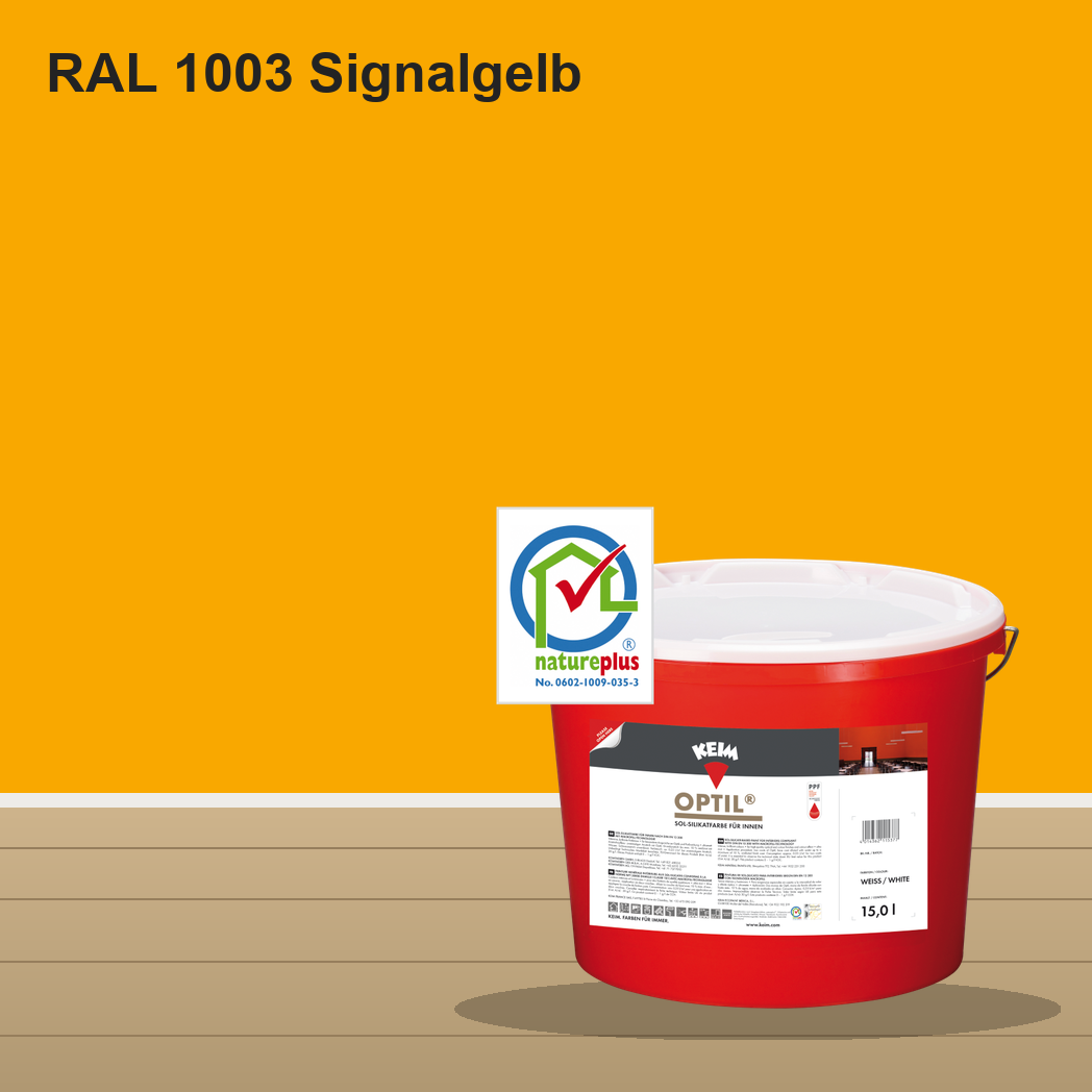 KEIM Optil Wandfarbe RAL 1003 Signalgelb – mineralische Silikat-Innenfarbe, online kaufen bei Proma Farben
