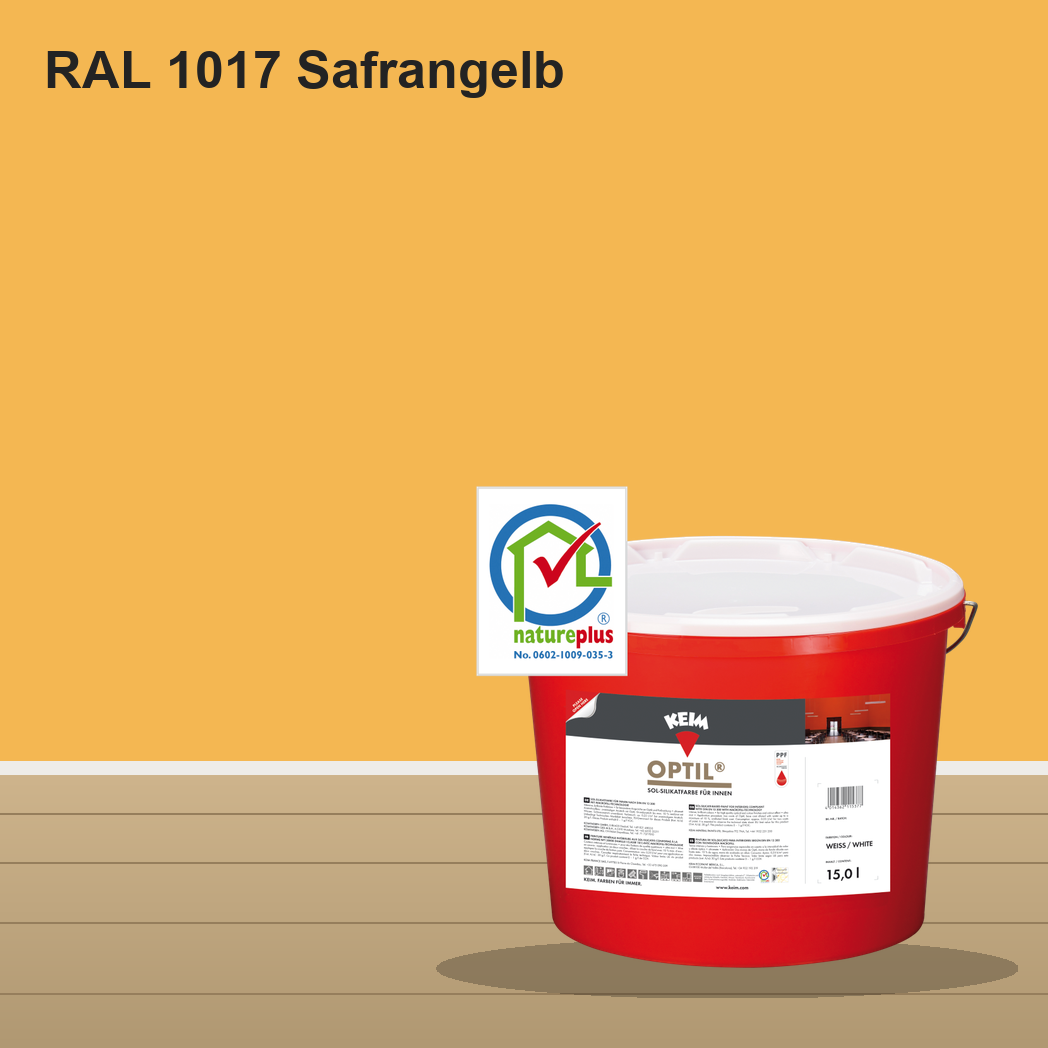 KEIM Optil Wandfarbe RAL 1017 Safrangelb – mineralische Silikat-Innenfarbe, online kaufen bei Proma Farben