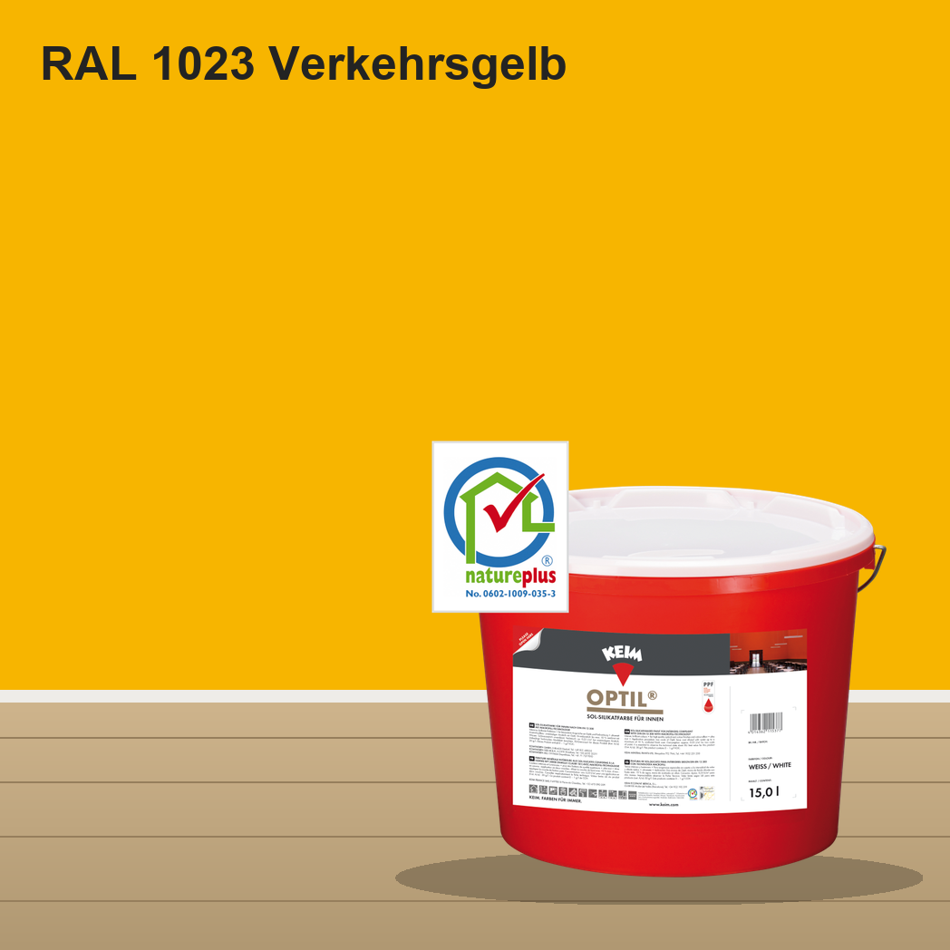 KEIM Optil Wandfarbe RAL 1023 Verkehrsgelb – mineralische Silikat-Innenfarbe, online kaufen bei Proma Farben