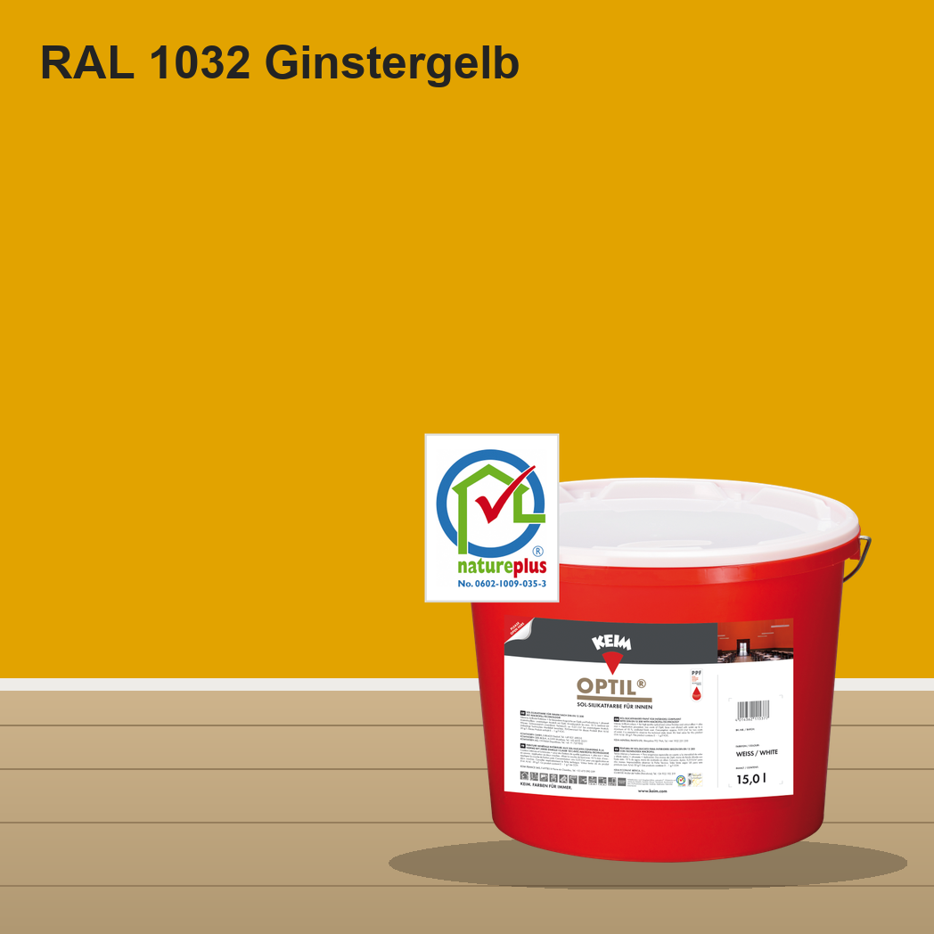 KEIM Optil Wandfarbe RAL 1032 Ginstergelb – mineralische Silikat-Innenfarbe, online kaufen bei Proma Farben