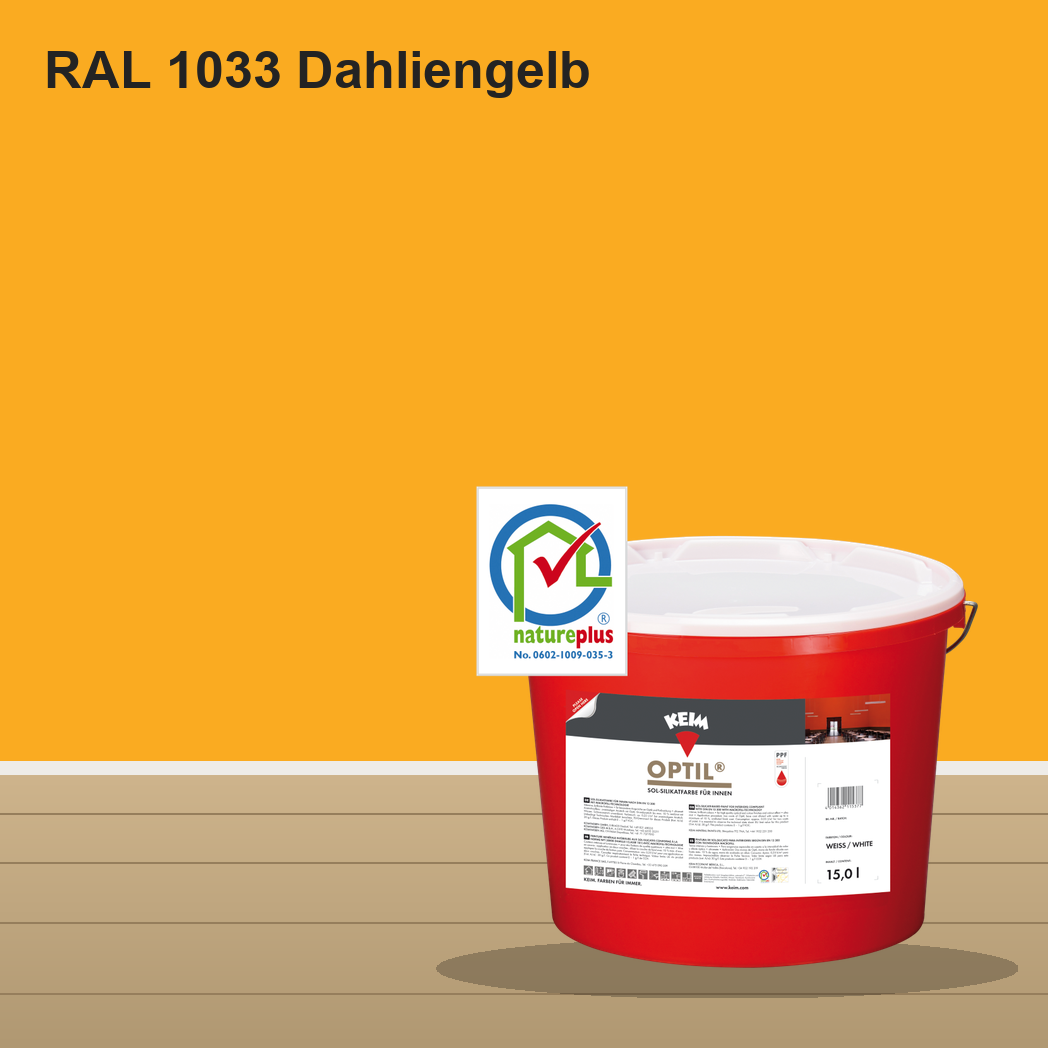 KEIM Optil Wandfarbe RAL 1033 Dahliengelb – mineralische Silikat-Innenfarbe, online kaufen bei Proma Farben