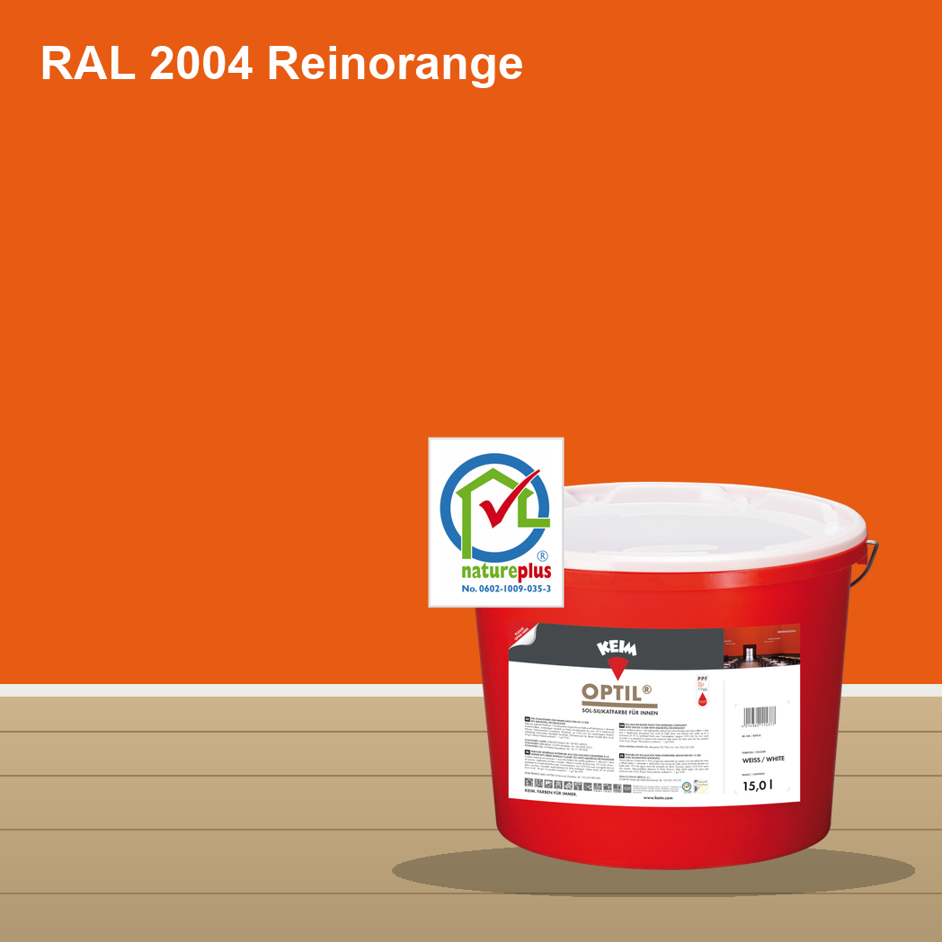 KEIM Optil Wandfarbe RAL 2004 Reinorange – mineralische Silikat-Innenfarbe, online kaufen bei Proma Farben