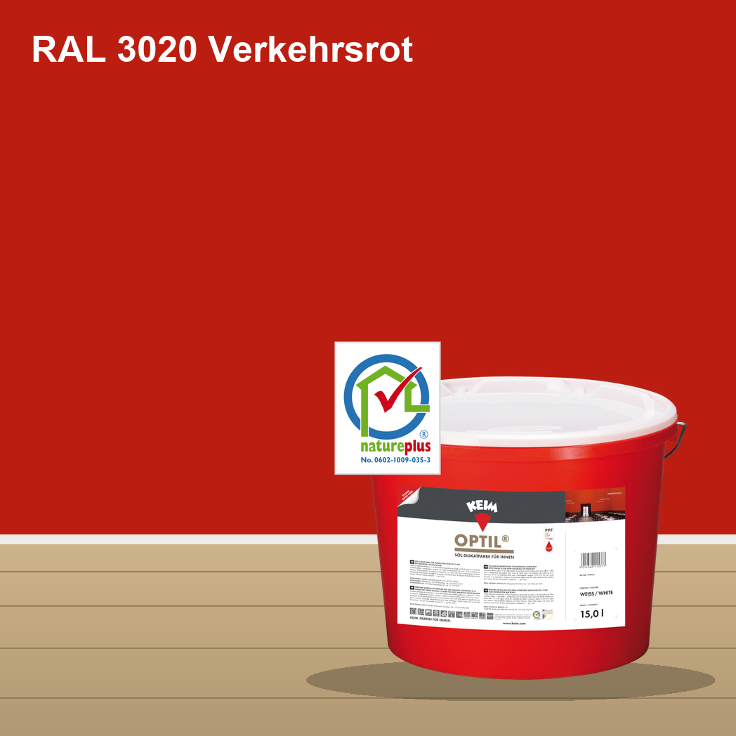 KEIM Optil Wandfarbe RAL 3020 Verkehrsrot – mineralische Silikat-Innenfarbe, online kaufen bei Proma Farben