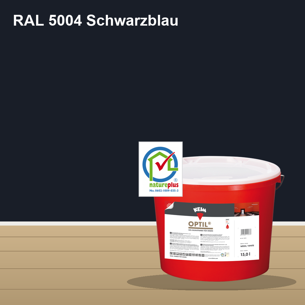 KEIM Optil Wandfarbe RAL 5004 Schwarzblau – mineralische Silikat-Innenfarbe, online kaufen bei Proma Farben