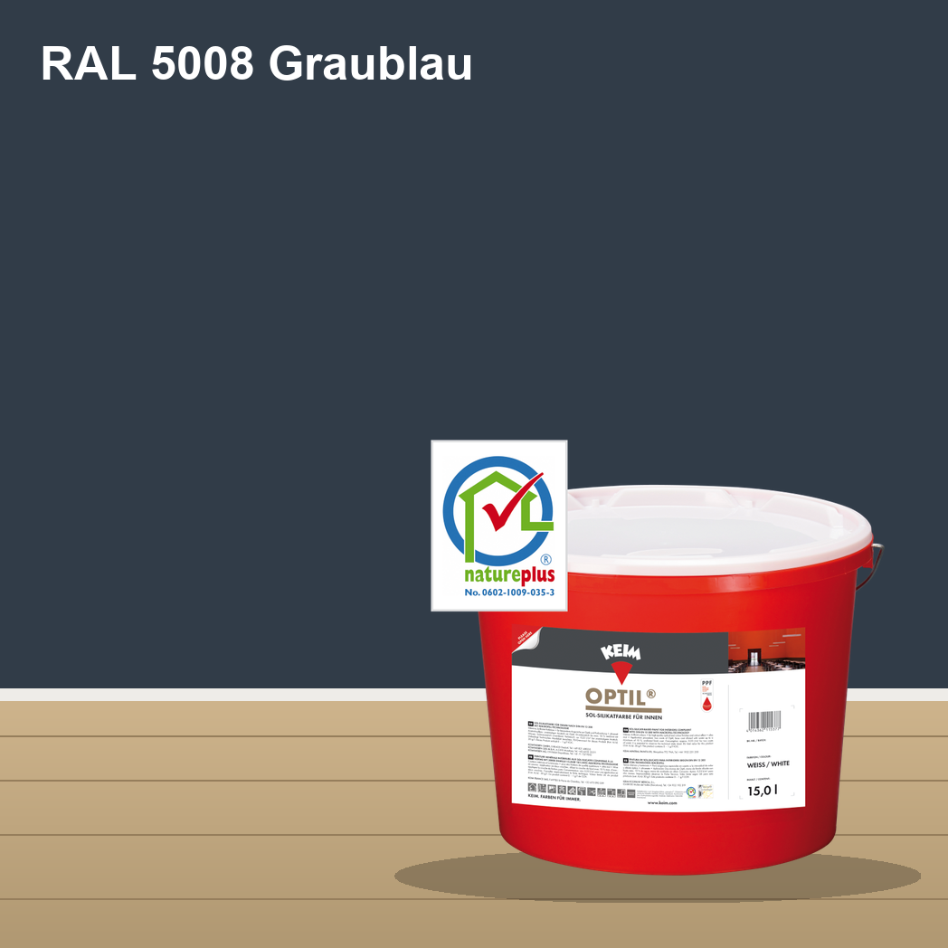 KEIM Optil Wandfarbe RAL 5008 Graublau – mineralische Silikat-Innenfarbe, online kaufen bei Proma Farben