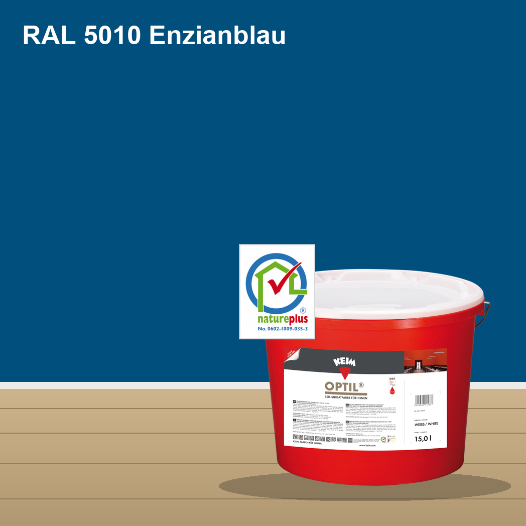 KEIM Optil Wandfarbe RAL 5010 Enzianblau – mineralische Silikat-Innenfarbe, online kaufen bei Proma Farben