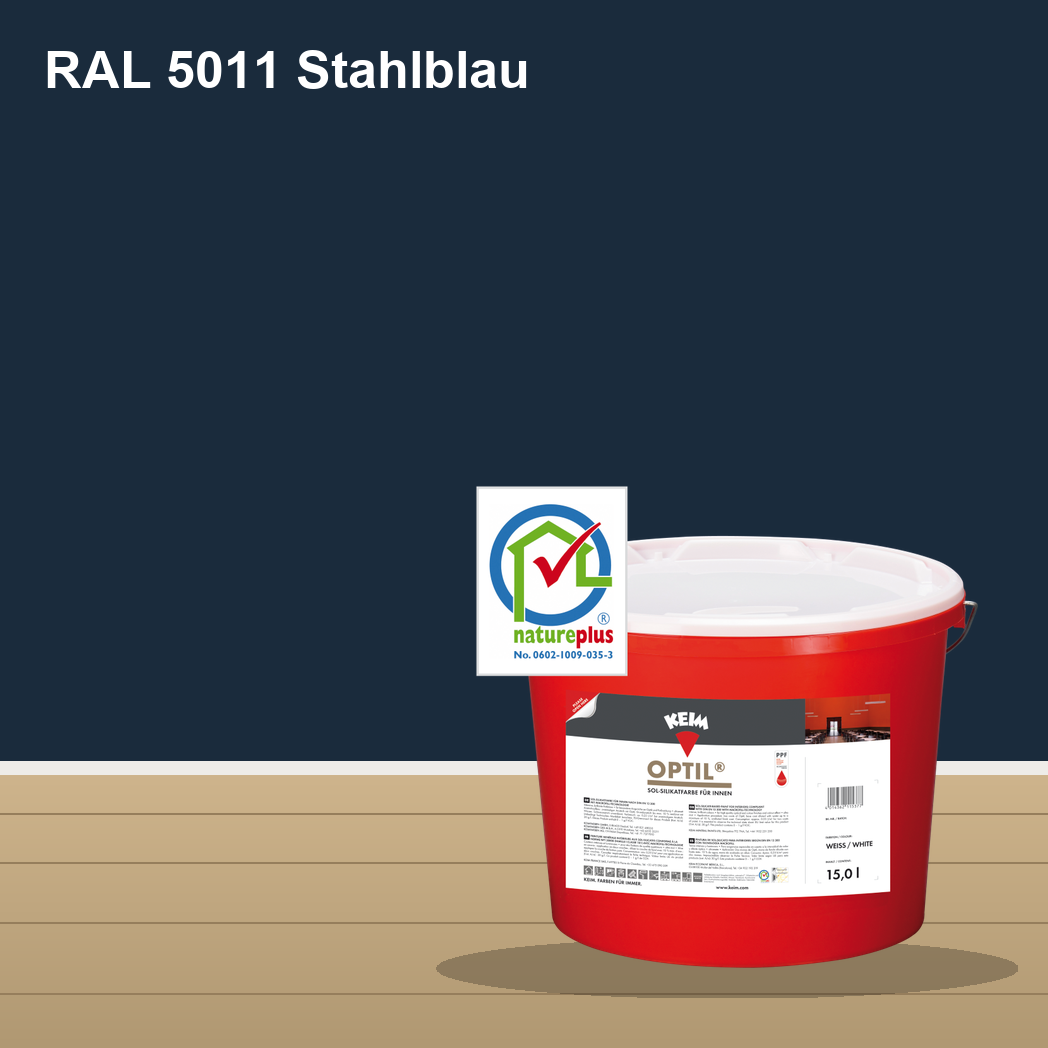 KEIM Optil Wandfarbe RAL 5011 Stahlblau – mineralische Silikat-Innenfarbe, online kaufen bei Proma Farben