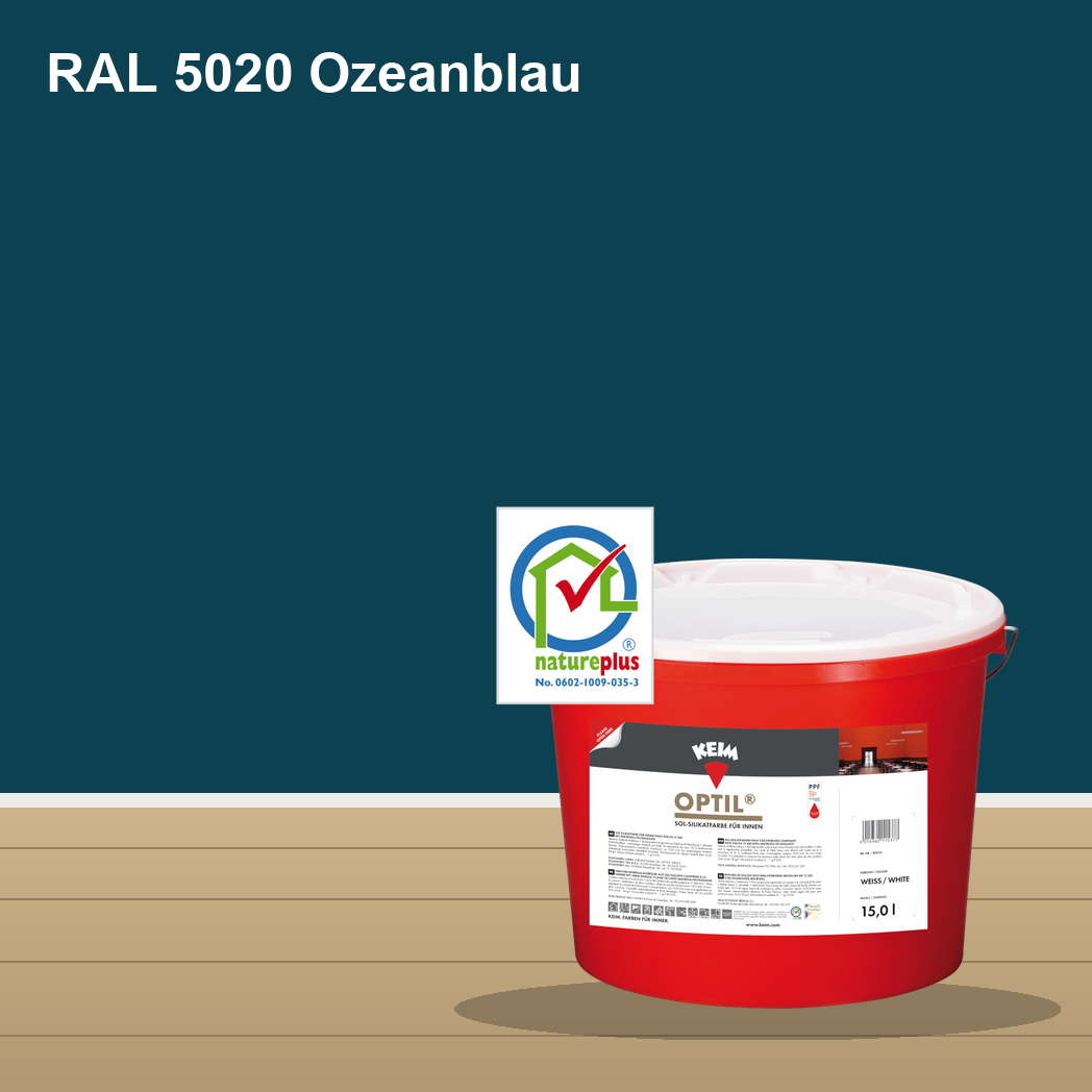 KEIM Optil Wandfarbe RAL 5020 Ozeanblau – mineralische Silikat-Innenfarbe, online kaufen bei Proma Farben