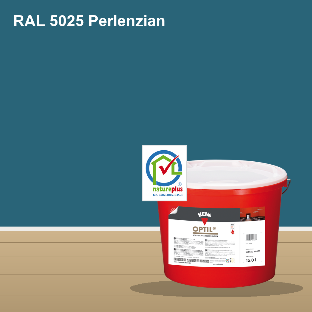 KEIM Optil Wandfarbe RAL 5025 Perlenzian – mineralische Silikat-Innenfarbe, online kaufen bei Proma Farben