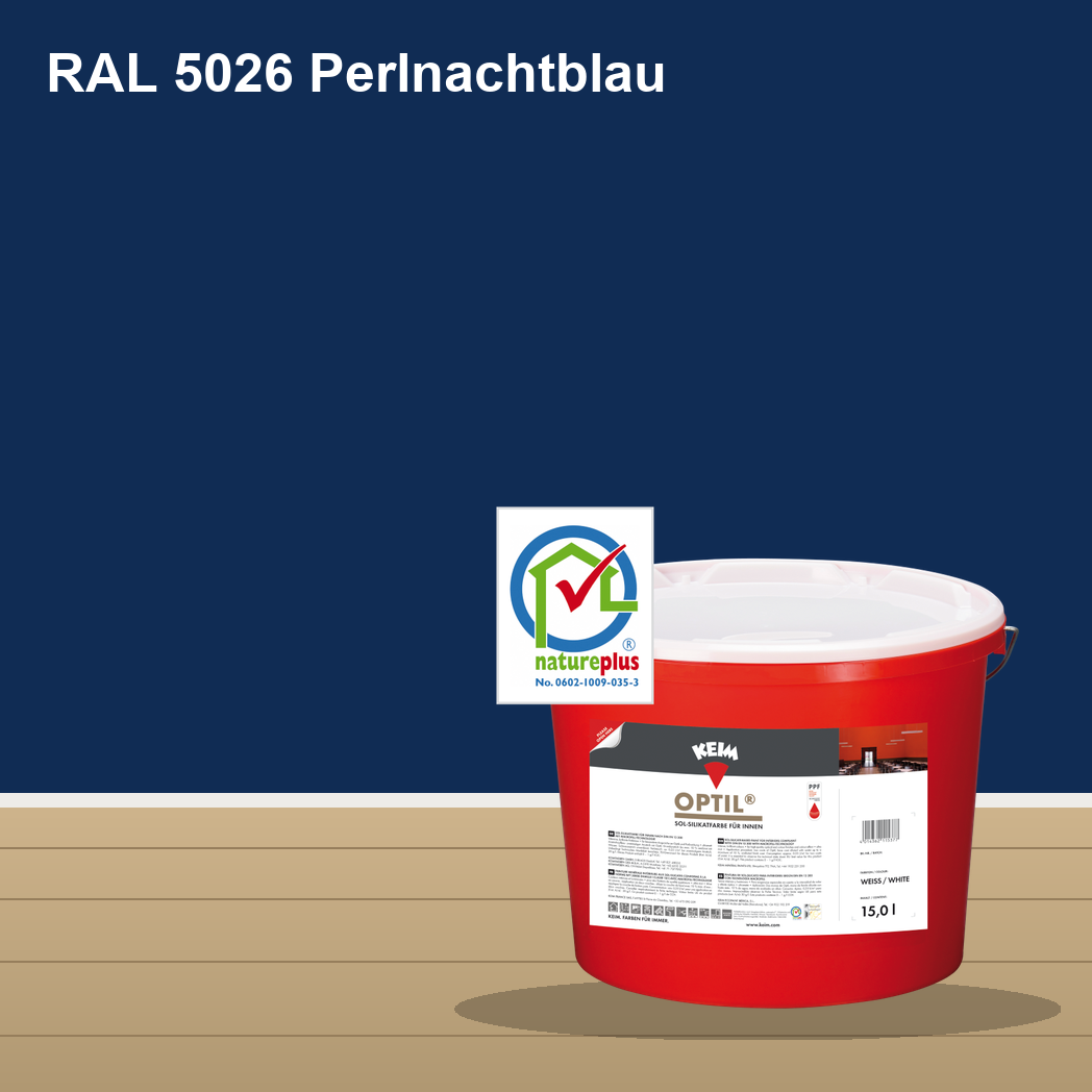 KEIM Optil Wandfarbe RAL 5026 Perlnachtblau – mineralische Silikat-Innenfarbe, online kaufen bei Proma Farben