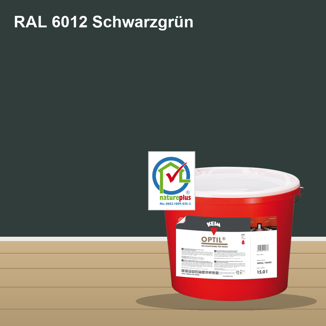 KEIM Optil Wandfarbe RAL 6012 Schwarzgrün – mineralische Silikat-Innenfarbe, online kaufen bei Proma Farben