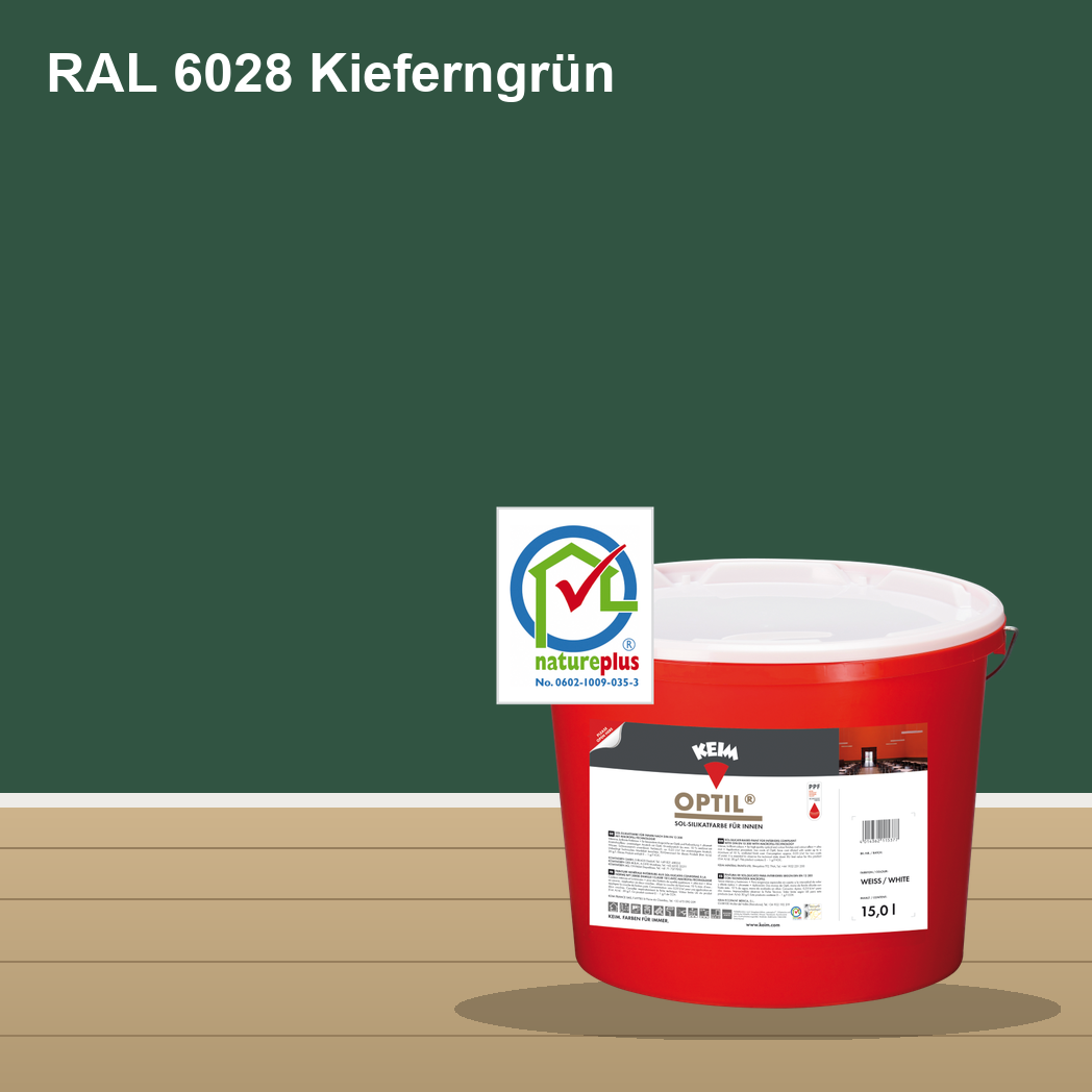 KEIM Optil Wandfarbe RAL 6028 Kieferngrün – mineralische Silikat-Innenfarbe, online kaufen bei Proma Farben