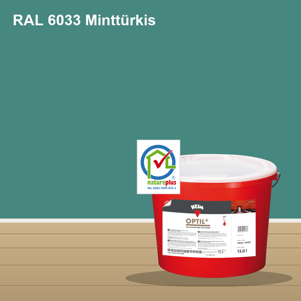KEIM Optil Wandfarbe RAL 6033 Minttürkis – mineralische Silikat-Innenfarbe, online kaufen bei Proma Farben