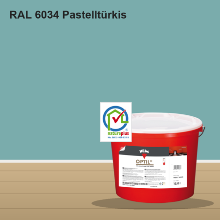 KEIM Optil Wandfarbe RAL 6034 Pastelltürkis – mineralische Silikat-Innenfarbe, online kaufen bei Proma Farben