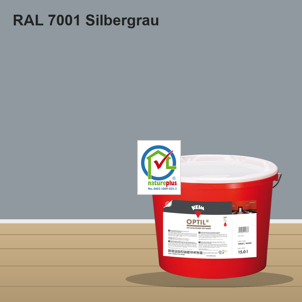 KEIM Optil Wandfarbe RAL 7001 Silbergrau – mineralische Silikat-Innenfarbe, online kaufen bei Proma Farben