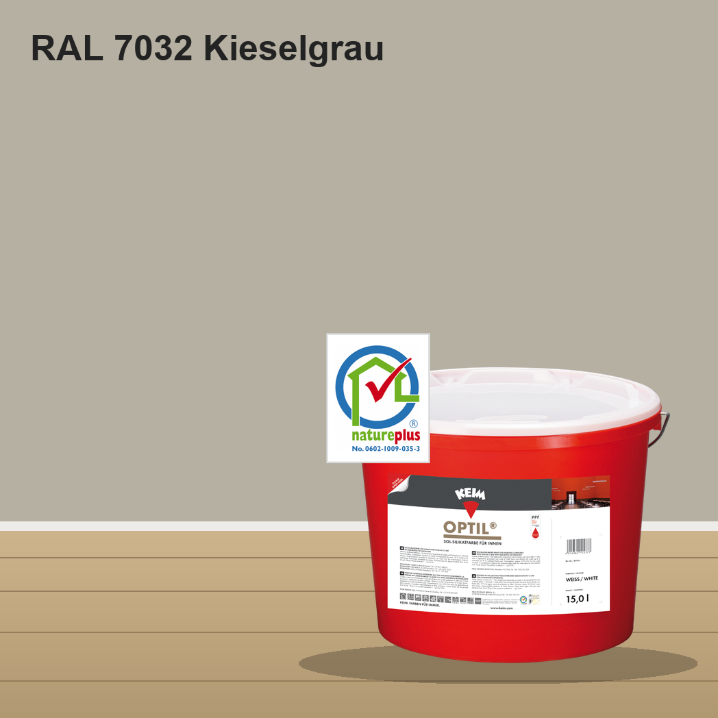 KEIM Optil Wandfarbe RAL 7032 Kieselgrau – mineralische Silikat-Innenfarbe, online kaufen bei Proma Farben